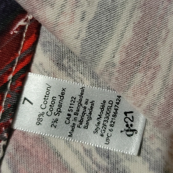 Gently Loved woman's pants multicolor pattern size 7 made by G21 side zip skinny - Picture 15 of 15